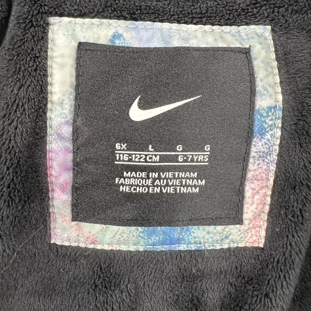 Nike Girls AOP Floral Puffer Jacket L Pastel Multicolor Hooded Fleece Lined